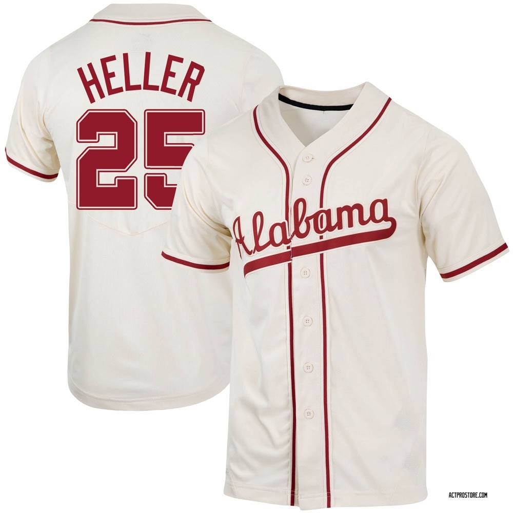 Youth Davis Heller Alabama Crimson Tide Replica Natural Full-Button Baseball Jersey